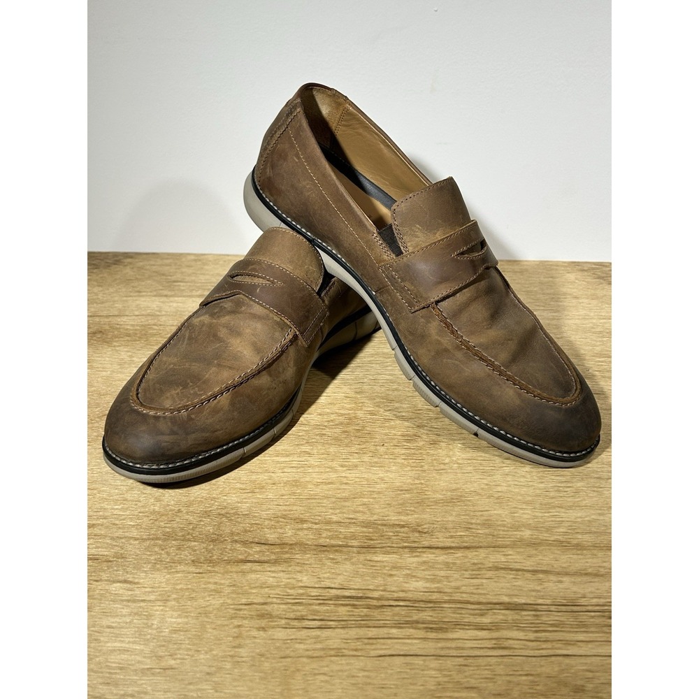 Johnston & Murphy Men's Brown Leather Penny Loafers Deck Shoes Size 11.5
